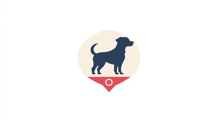 Obraz premium Dog silhouette, location marker, simple design, for website or app