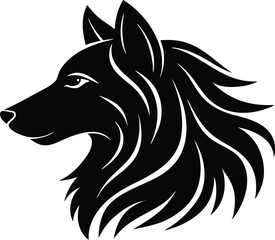 black and white dog head on white background.