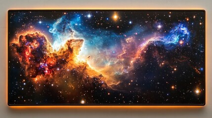 Obraz premium Galactic-themed plaque displaying starry background home decor digital art contemporary environment artistic viewpoint