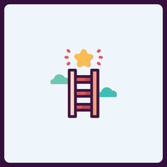 Conceptual ladder to success with star icon, achievement and aspiration