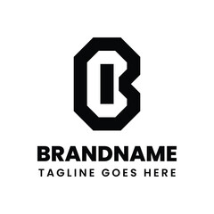 Letters BI or IB Geometric Monogram Logo, suitable for any brand with IB or BI initials
