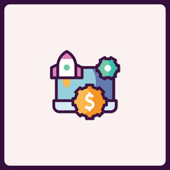 Financial Technology Growth Icon, showing an increase in business and earnings