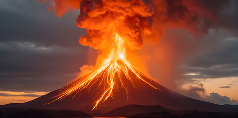 Fototapeta premium Volcanic Eruption with Lava Flow