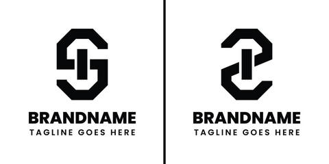 Letters SI and ZI Geometric Monogram Logo, suitable for any brand with IS SI IZ ZI initials