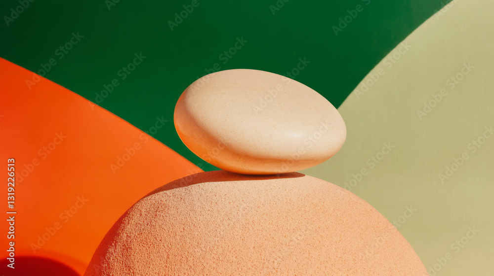 Poster Balanced abstract composition with geometric forms in vibrant colors
