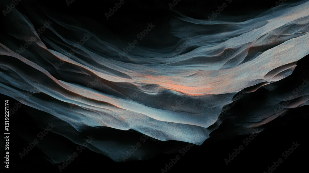 Poster Abstract bold overlay texture with flowing patterns on black background