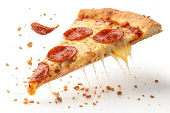 appetizing pepperoni pizza slice with golden crust and melted cheese