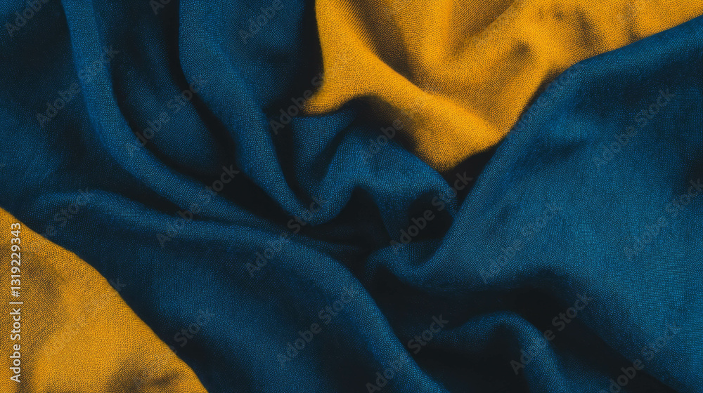Poster dynamic two tone linen texture in vibrant blue and yellow