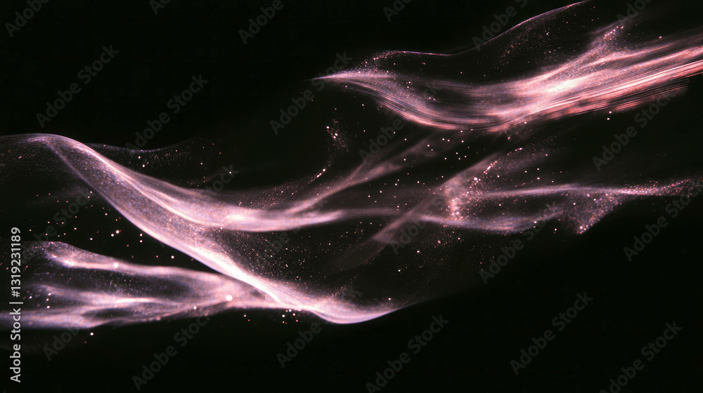 Leinwandbilder abstract flowing light waves with sparkling texture on dark background for creative design