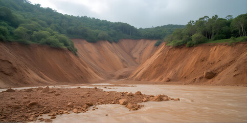 Landslide Erosion in a Valley