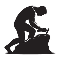 Innovative Sculptor silhouette, pushing the boundaries of form - Sculptor illustration - Minimalist Sculptor vector - Profession silhouette

