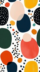 Colorful Abstract Pattern with Textured Organic Shapes and Dots