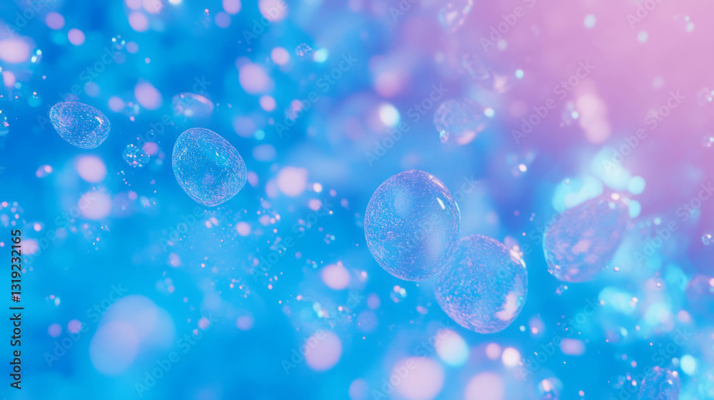 Poster dreamy abstract background with floating bubbles and vibrant colors