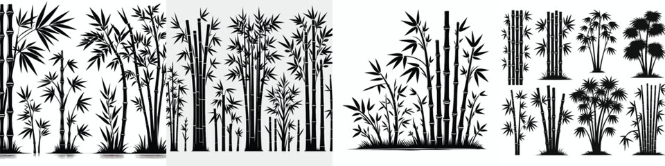 Fototapeta premium bamboo plant vector set