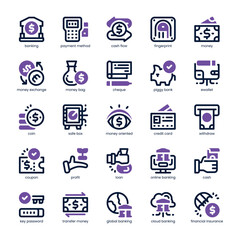Online Banking Icon pack for your website, mobile, presentation, and logo design. Online Banking Icon dual tone design. Vector graphics illustration and editable stroke.
