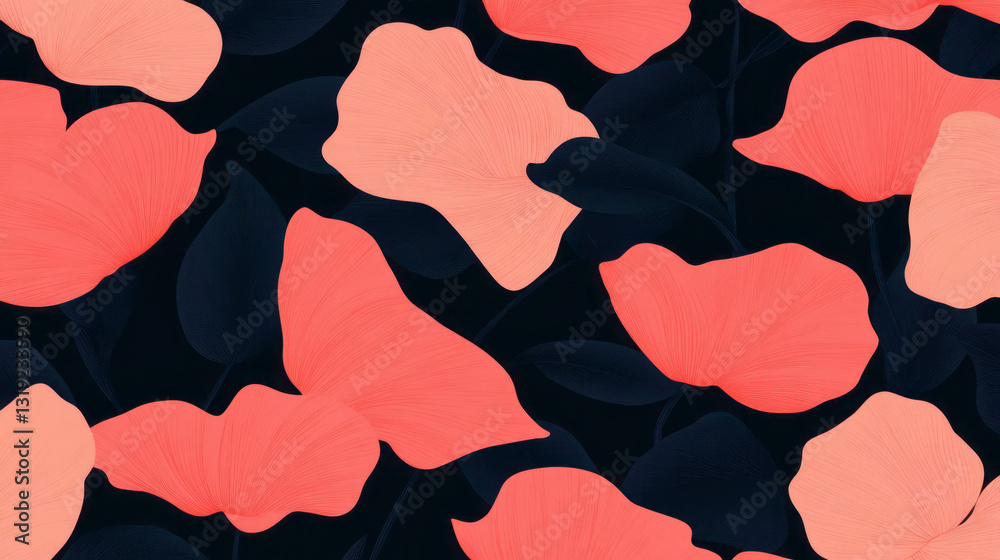 Poster elegant floral chaos in a simple pattern flat lay design