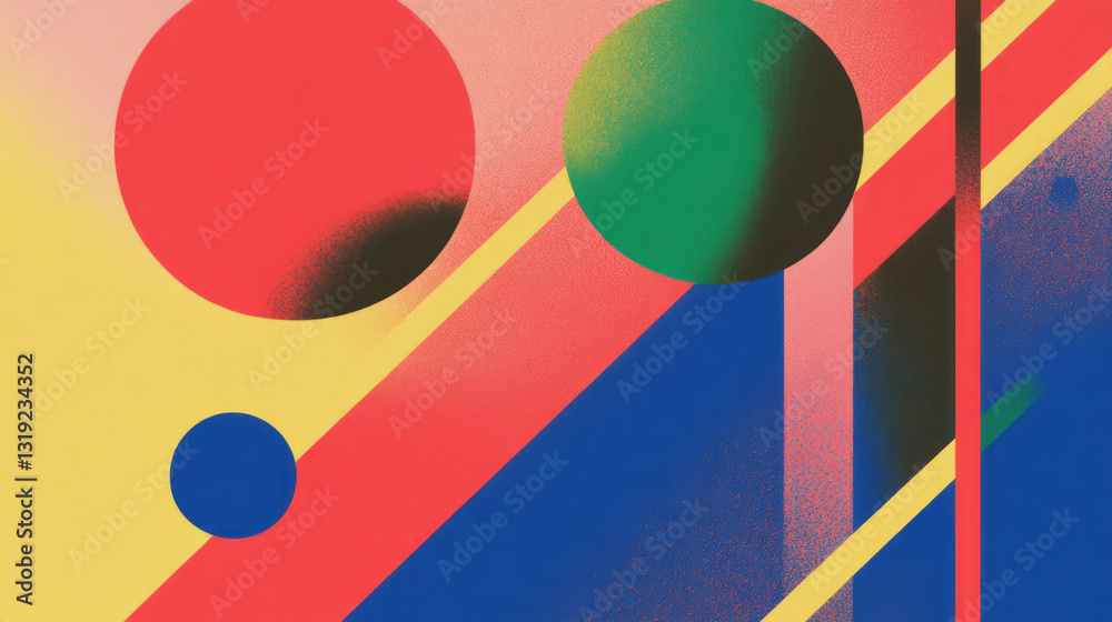 Aufkleber Colorful geometric abstract design with circles and diagonal lines for modern art projects