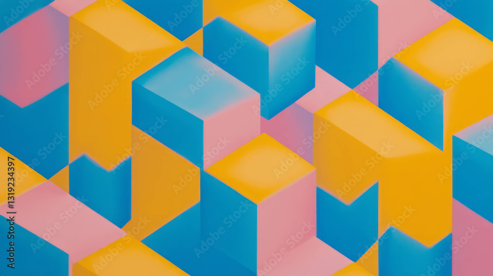 Poster vibrant geometric pattern of colorful cubes for modern design