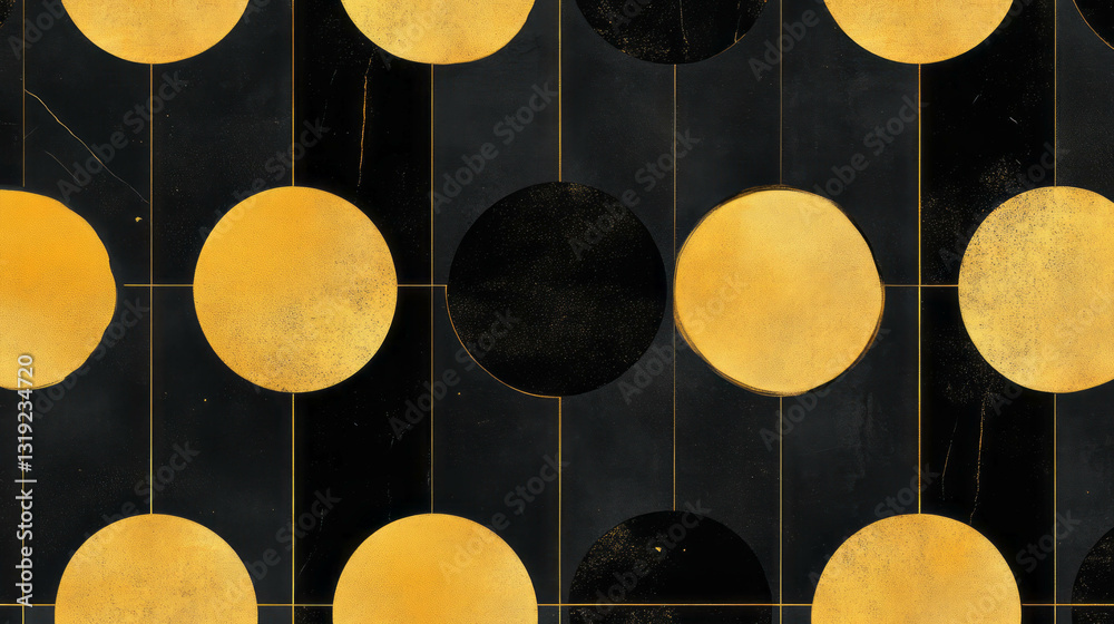 Poster elegant geometric pattern with gold and black circular design