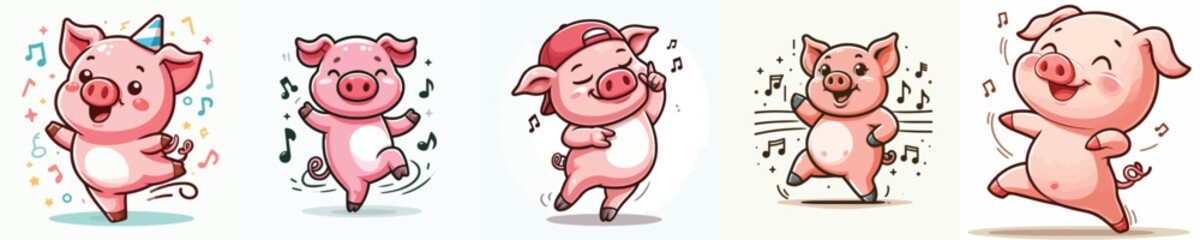 cute pig vector set