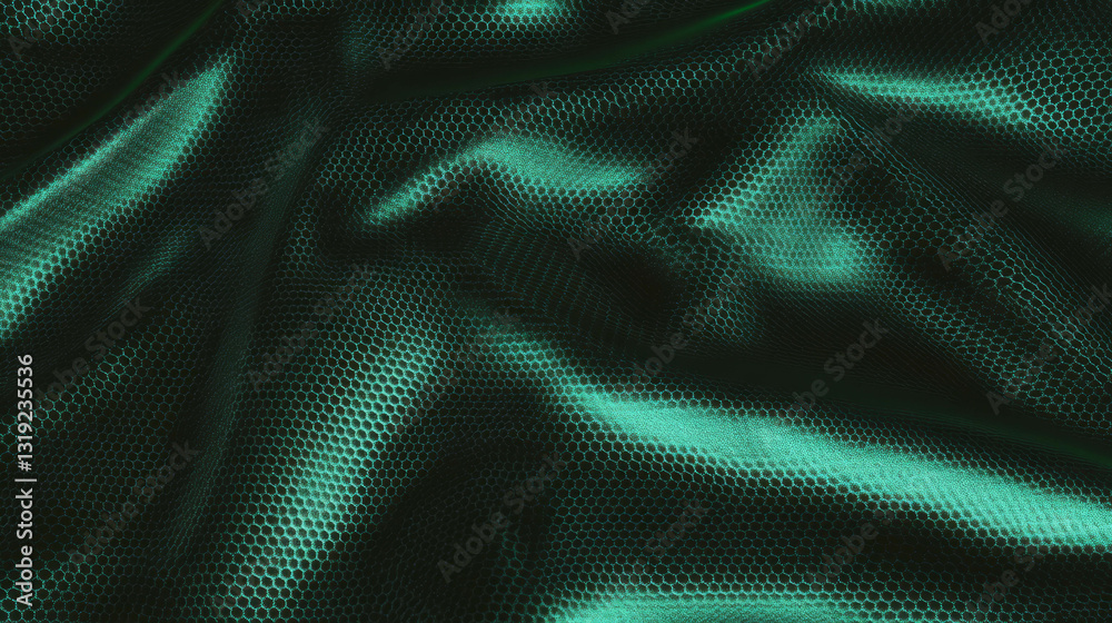 Poster Luxurious green and black leather texture with hexagon pattern for design and background