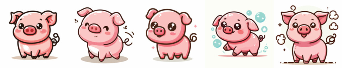 cute pig vector set