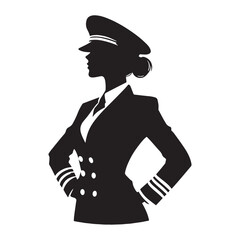 Gallant Ship Captain silhouette, embodying courage and honor - Ship Captain illustration - Minimalist Ship Captain vector - Profession silhouette
