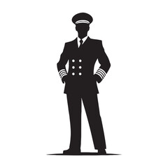 Legendary Mariner Ship Captain silhouette, a master of the sea - Ship Captain illustration - Minimalist Ship Captain vector - Profession silhouette
