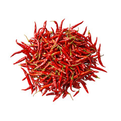 Naklejka premium A vibrant pile of red chili peppers showcasing their glossy texture and vivid color. isolated on white background and transparent background