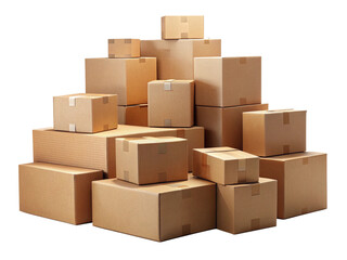 stack of cardboard boxes for moving and shipping isolated on white background