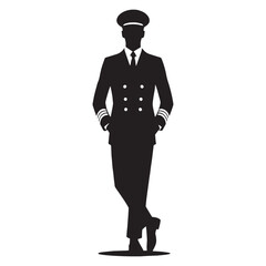 Visionary Ship Captain silhouette, charting new courses for adventure - Ship Captain illustration - Minimalist Ship Captain vector - Profession silhouette
