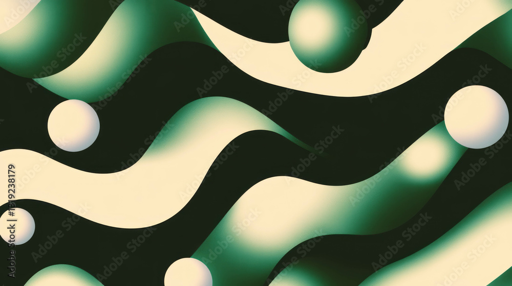 Poster muted elegant green and beige abstract pattern design for modern decor