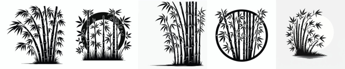 Fototapeta premium bamboo plant vector set