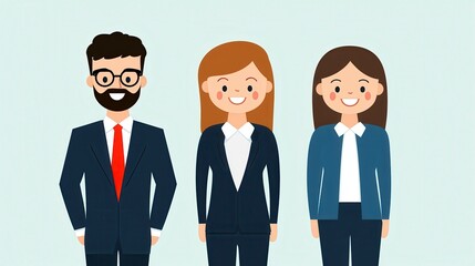 Fototapeta premium Smiling Business Team Pixel Art Illustration