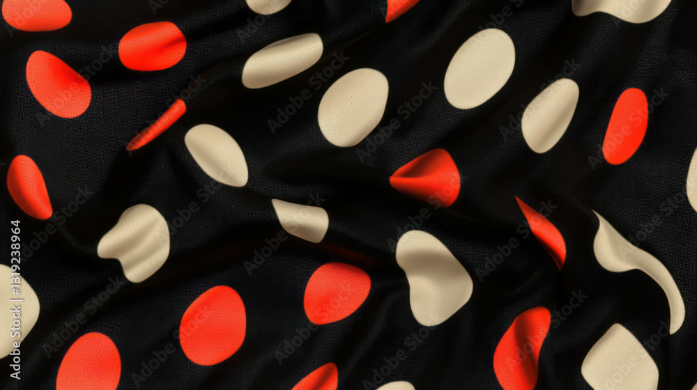 Poster Vibrant polka dot pattern on textured fabric surface for creative design projects