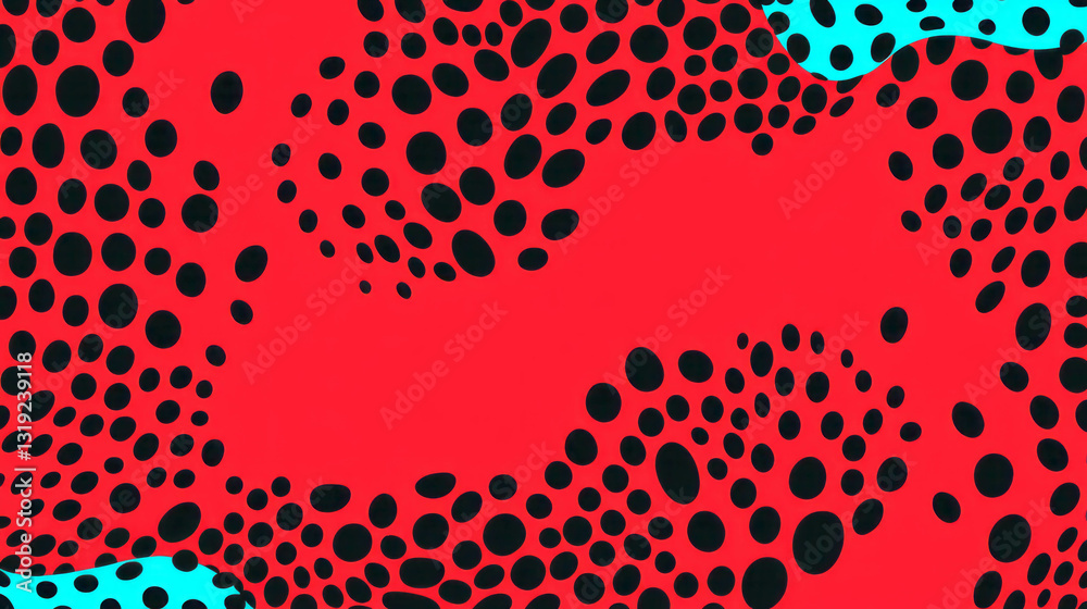 Poster Vibrant polka dotted pattern with abstract design elements