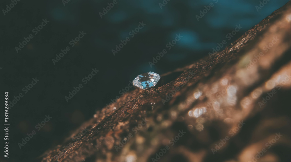 Leinwandbilder rustic abstract background with sparkling gemstone on rock surface