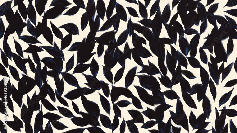 Poster elegant abstract leaf pattern with chaotic black and blue design for creative projects