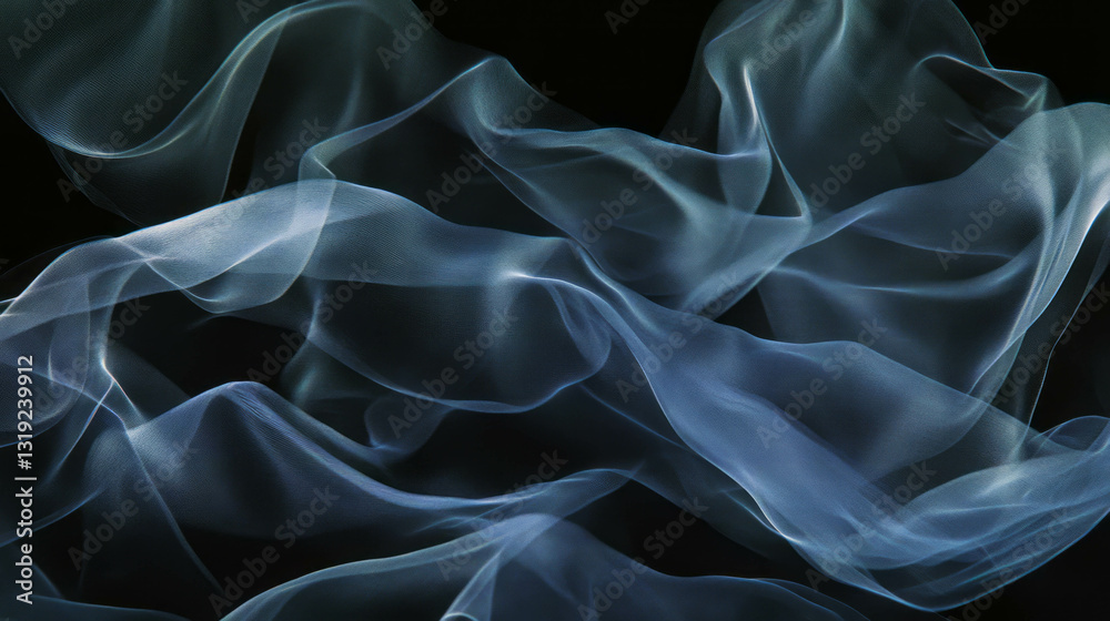 Aufkleber Elegant soft overlay texture with flowing abstract patterns on black background for design projects