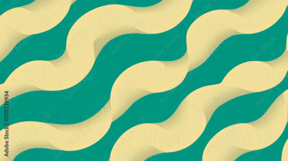 Poster Abstract elegant pattern with wavy yellow chaos on teal background design for creative projects