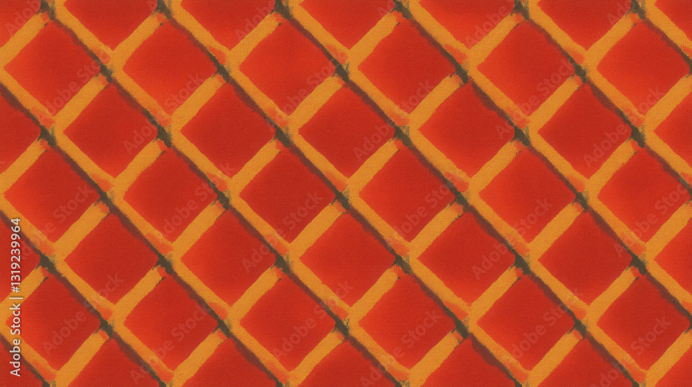 Poster Geometric abstract pattern with orange and red diamond shapes
