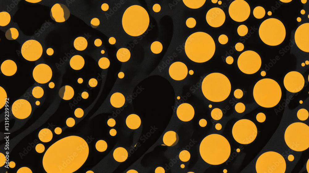 Poster elegant abstract chaos with yellow circles and black background design