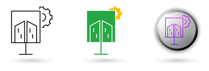 Smart City Development Icons show smart cities based on technology and digital innovation. Outline, solid and glossy effects available, ideal for smart city applications, future city industries etc.