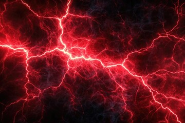 Vivid Red Lightning Strikes Across a Dark and Intense Background