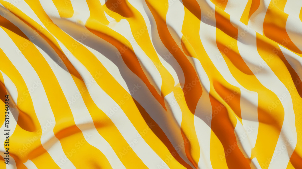 Poster vibrant yellow and white striped texture with symmetrical patterns for stylish design