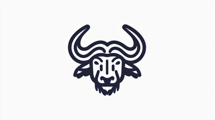 Fototapeta premium Buffalo head line art graphic design, usable for logo or branding