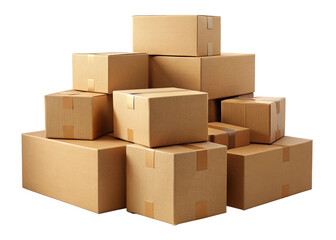 collection of empty cardboard containers for packaging isolated on white