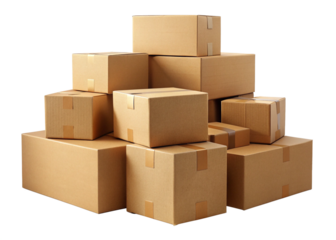 collection of empty cardboard containers for packaging isolated on white