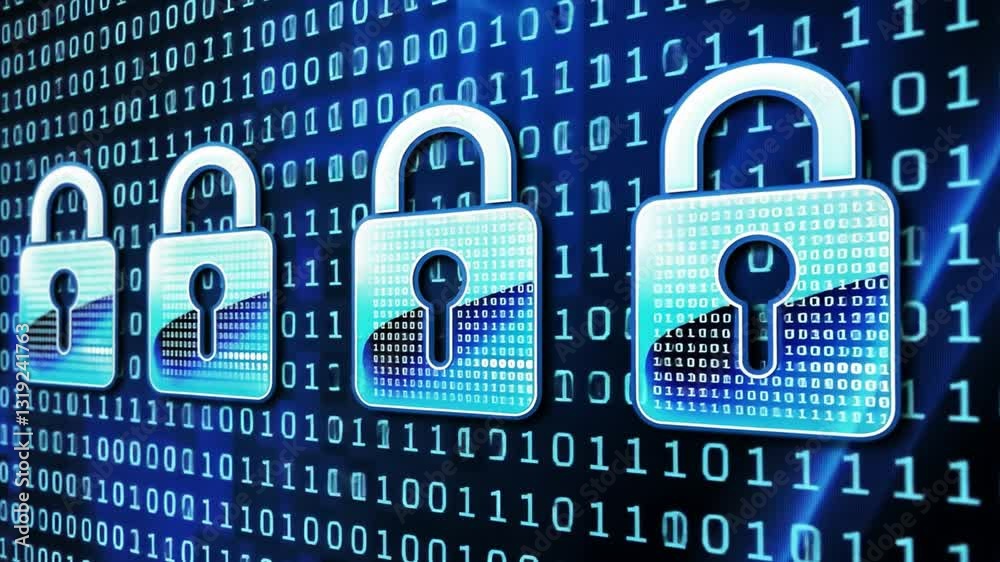 Poster digital locks and binary code comprehensive exploration of cybersecurity, data protection, and encry