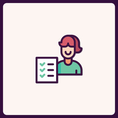 Woman Holding a Checklist, Task Management Icon, Business and Productivity